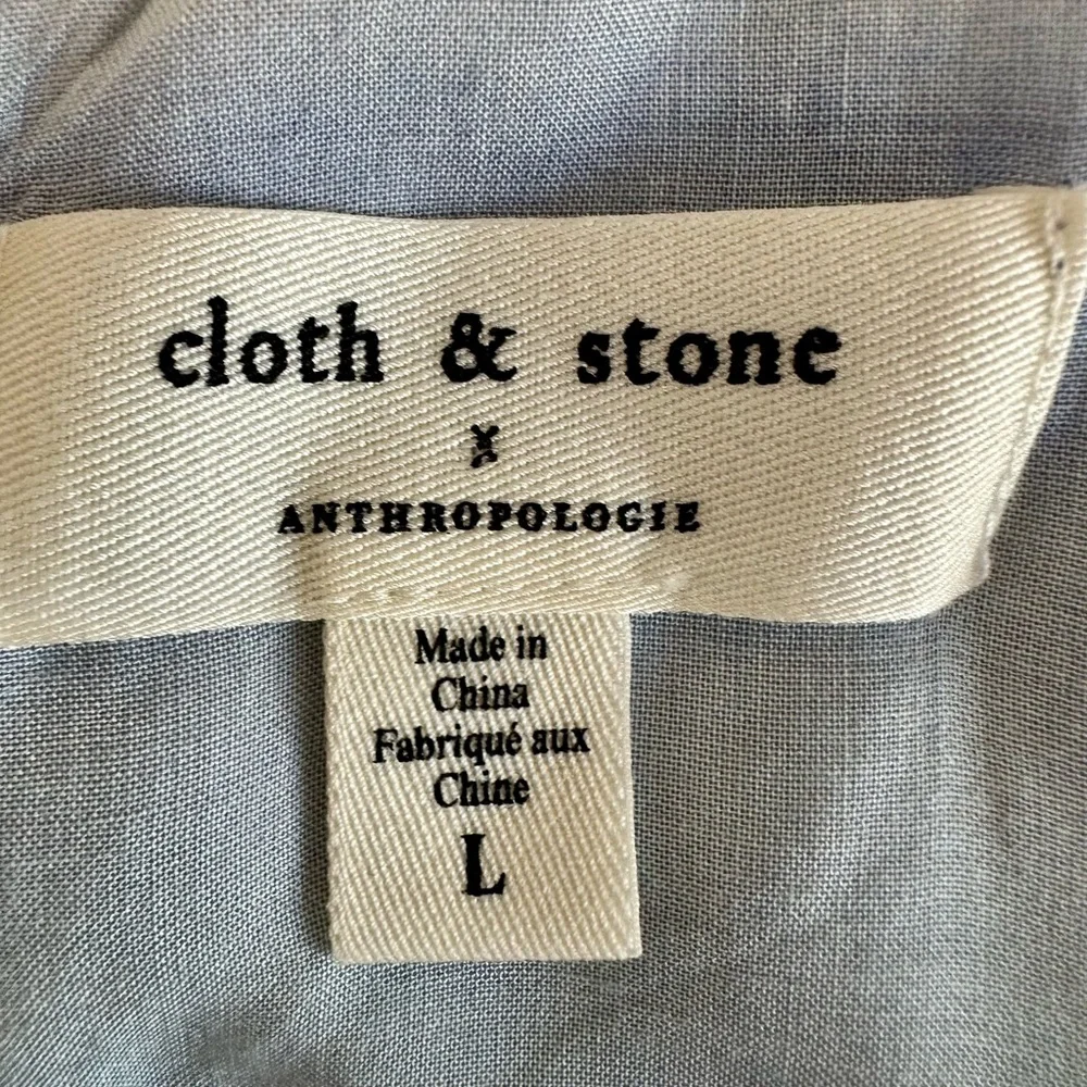 Anthropologie Cloth & Stone Flutter Slv Blouse Top Women’s L Blue Purple Ombre - Picture 2 of 11